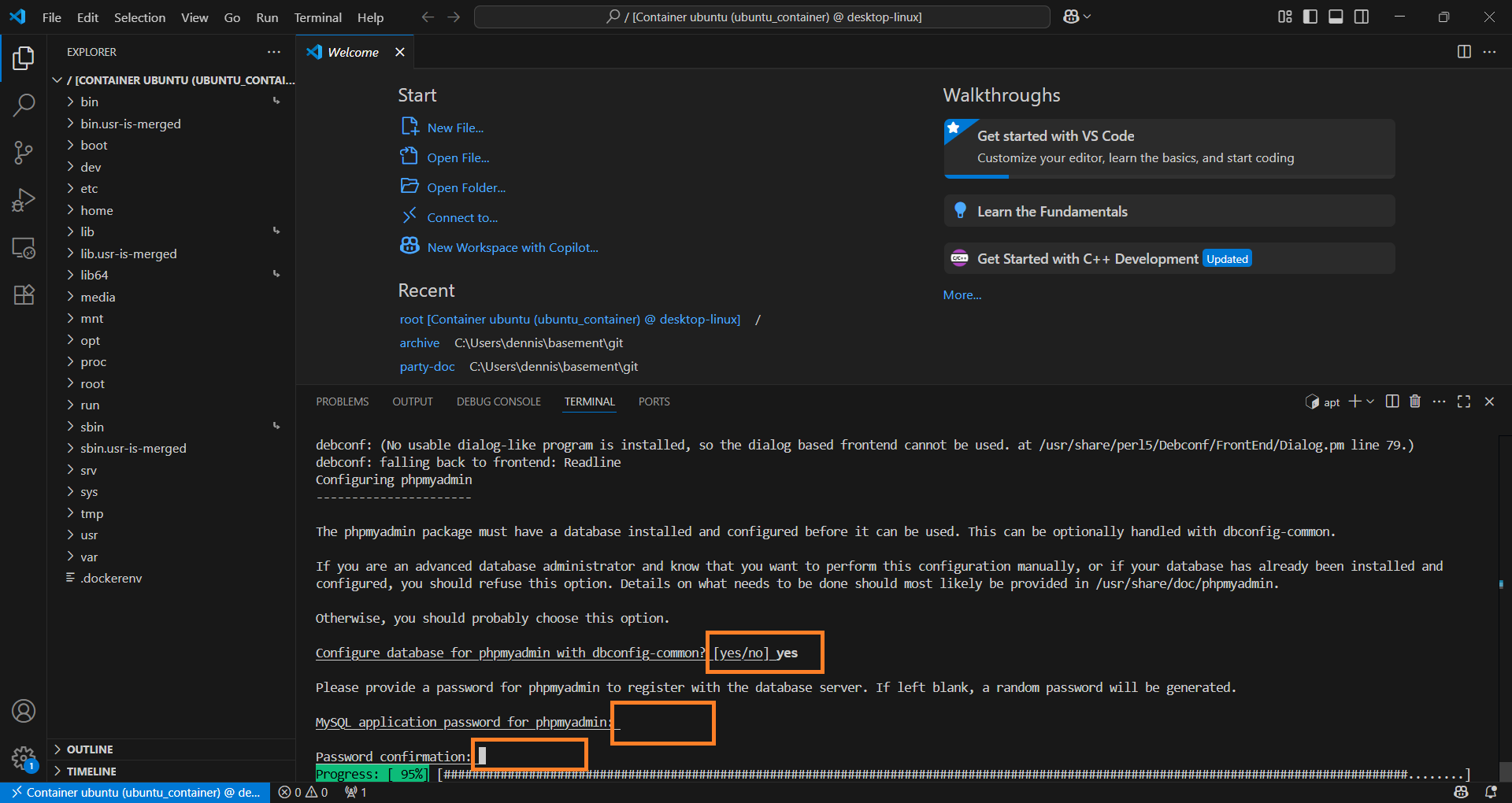 vscode pma password